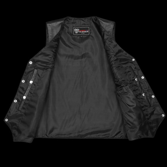 Men's Premium Cowhide Leather Plain Side Buffalo Nickel Vest - Picture 5 of 7